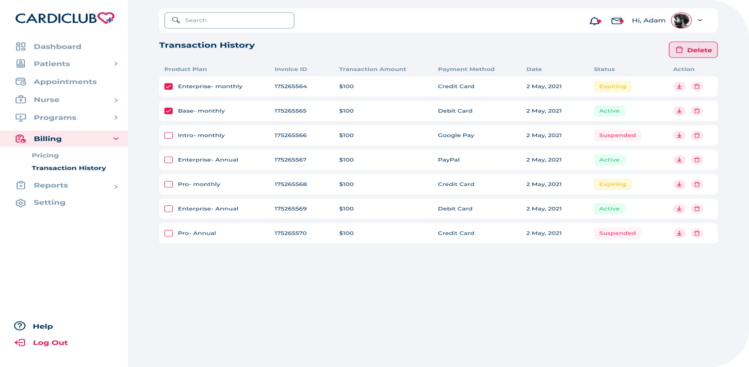 Admin Transaction history 1